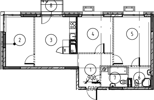 Планировка — Foreville, 3-комн., 66 м²