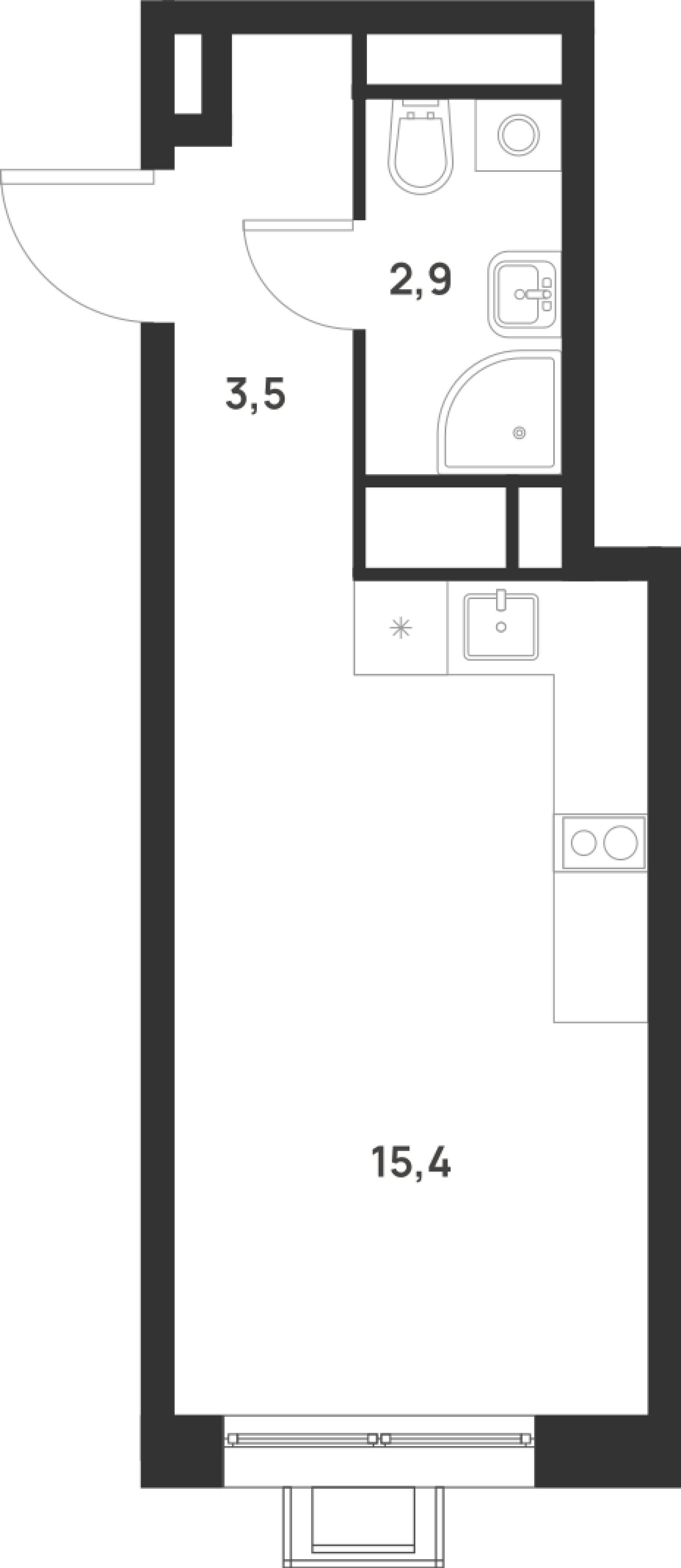 Планировка — Foreville, Студия, 22 м²