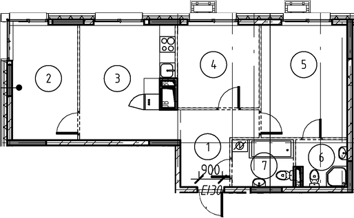 Планировка — Foreville, 3-комн., 66 м²