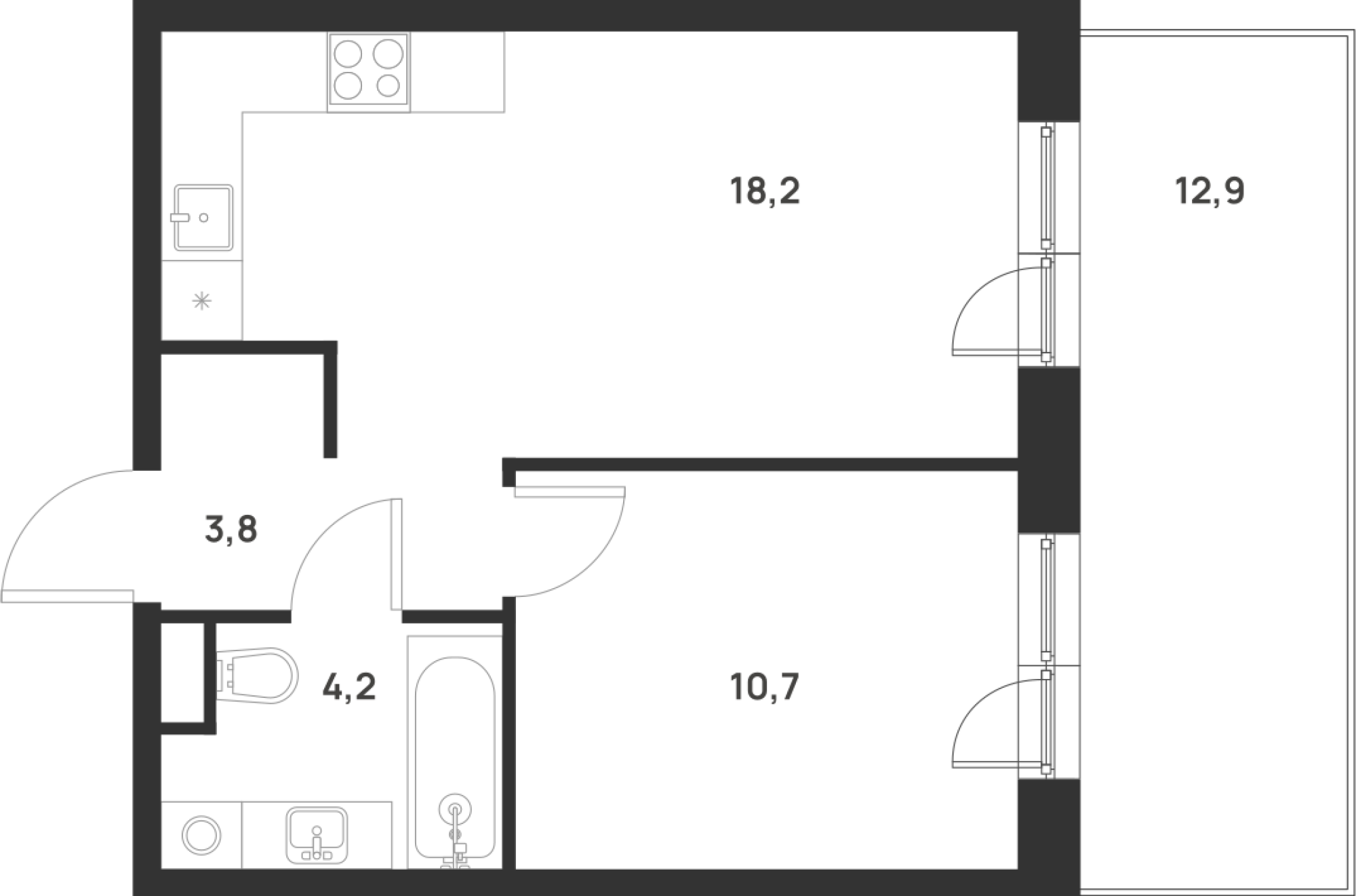 Планировка — Foreville, 1-комн., 37 м²