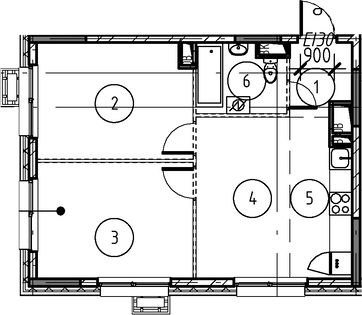 Планировка — Foreville, 2-комн., 50 м²