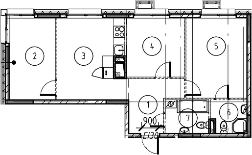 Планировка — Foreville, 3-комн., 66 м²