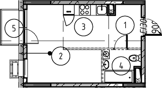 Планировка — Foreville, Студия, 26 м²