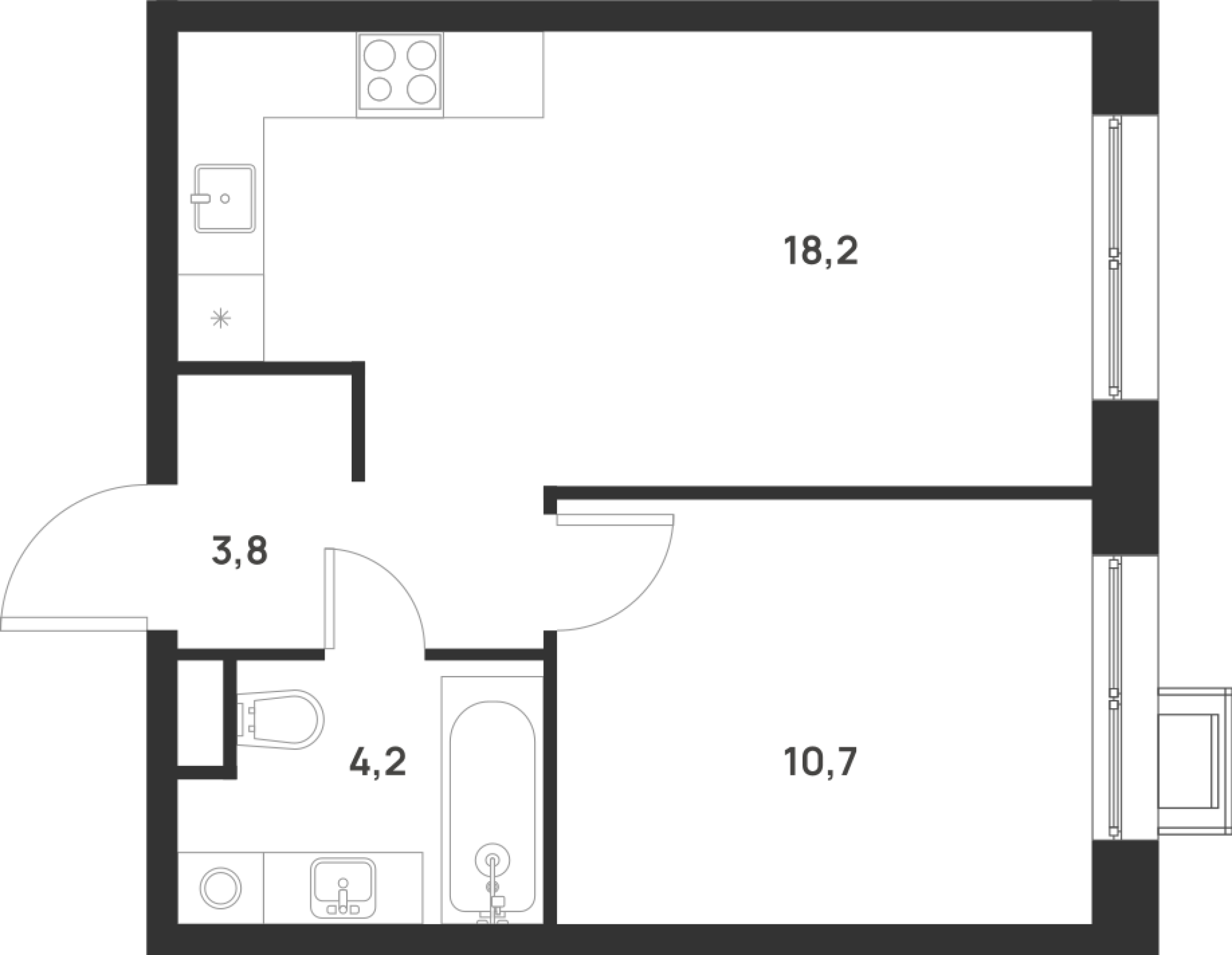 Планировка — Foreville, 1-комн., 37 м²