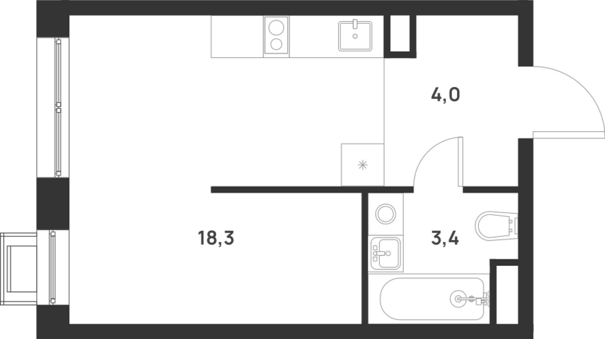 Планировка — Foreville, Студия, 26 м²