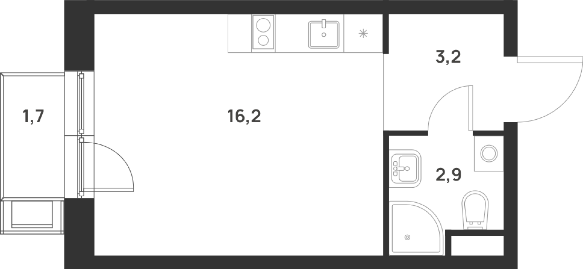 Планировка — Foreville, Студия, 22 м²