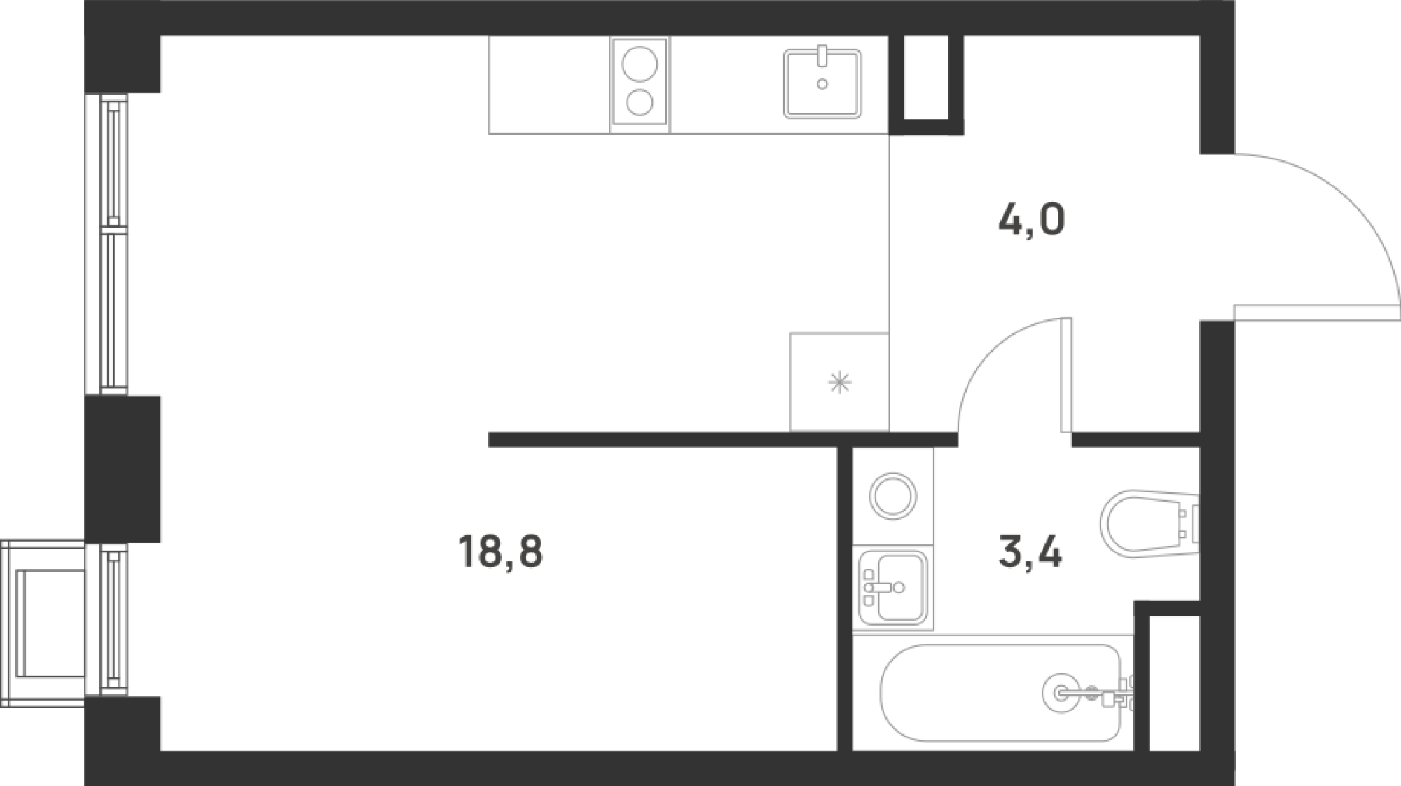 Планировка — Foreville, Студия, 26 м²