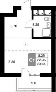 Планировка — Химки Тайм, Студия, 22 м²