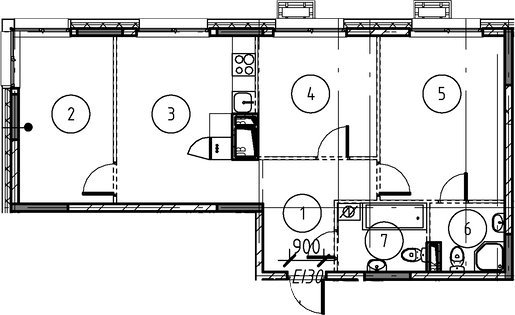 Планировка — Foreville, 3-комн., 66 м²
