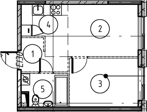 Планировка — Foreville, 1-комн., 34 м²
