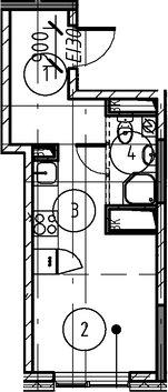 Планировка — Foreville, Студия, 21 м²