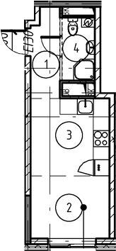 Планировка — Foreville, Студия, 22 м²