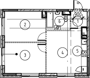 Планировка — Foreville, 2-комн., 51 м²