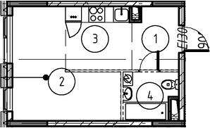 Планировка — Foreville, Студия, 26 м²