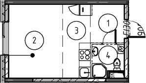 Планировка — Foreville, Студия, 25 м²