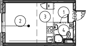 Планировка — Foreville, Студия, 23 м²