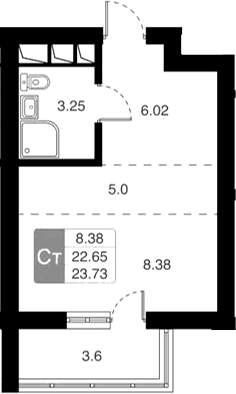 Планировка — Химки Тайм, Студия, 23 м²