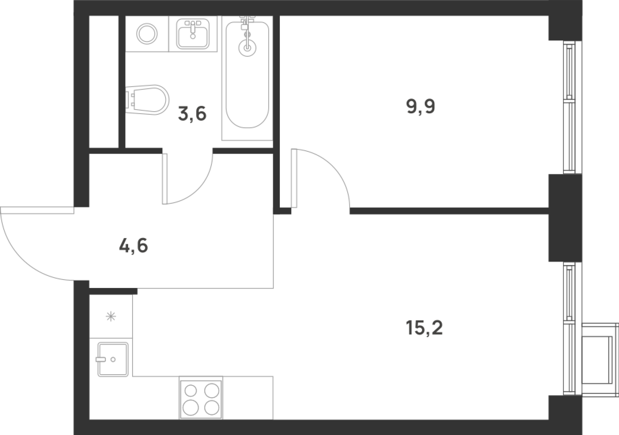 Планировка — Foreville, 1-комн., 33 м²