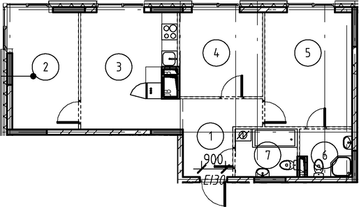 Планировка — Foreville, 3-комн., 67 м²