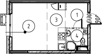 Планировка — Foreville, Студия, 24 м²