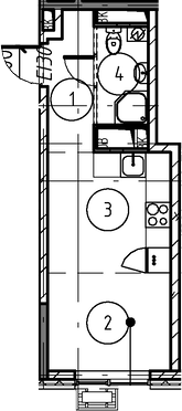 Планировка — Foreville, Студия, 22 м²