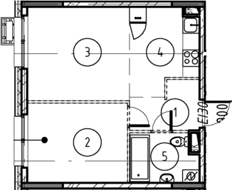 Планировка — Foreville, 1-комн., 39 м²