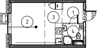 Планировка — Foreville, Студия, 23 м²