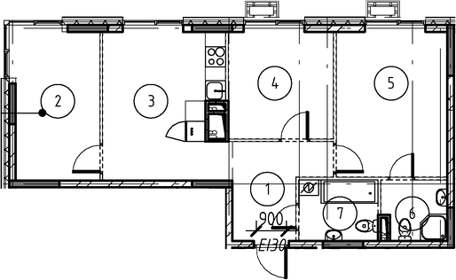 Планировка — Foreville, 3-комн., 67 м²