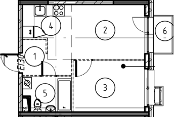 Планировка — Foreville, 1-комн., 33 м²