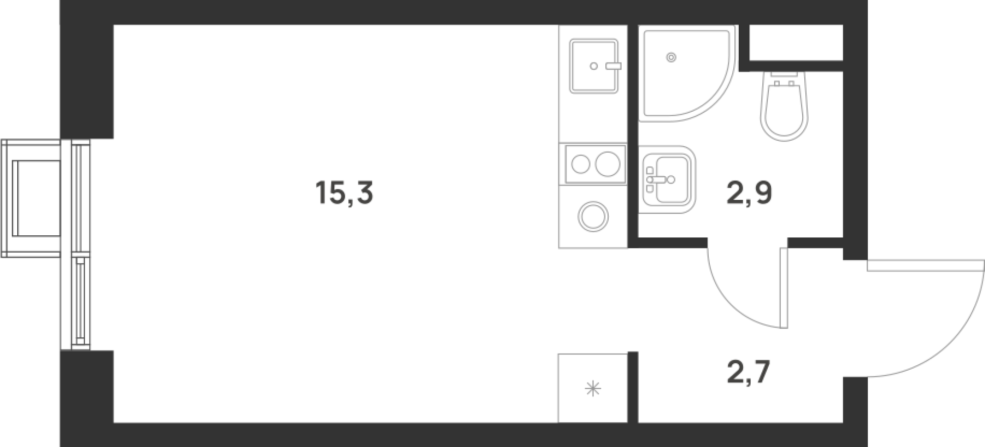 Планировка — Foreville, Студия, 21 м²