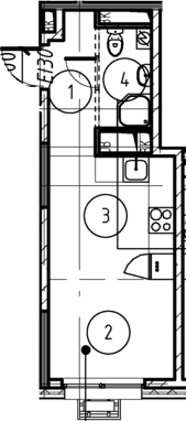 Планировка — Foreville, Студия, 22 м²
