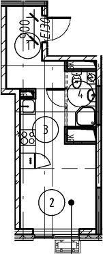 Планировка — Foreville, Студия, 21 м²