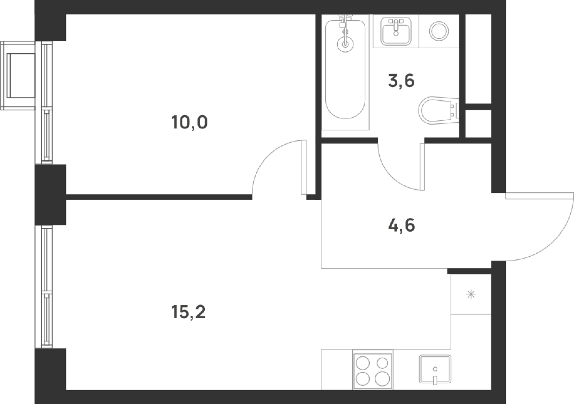 Планировка — Foreville, 1-комн., 33 м²