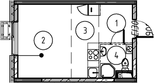Планировка — Foreville, Студия, 25 м²