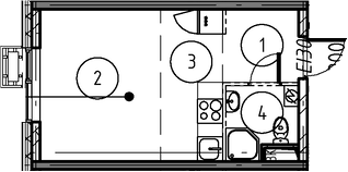 Планировка — Foreville, Студия, 23 м²