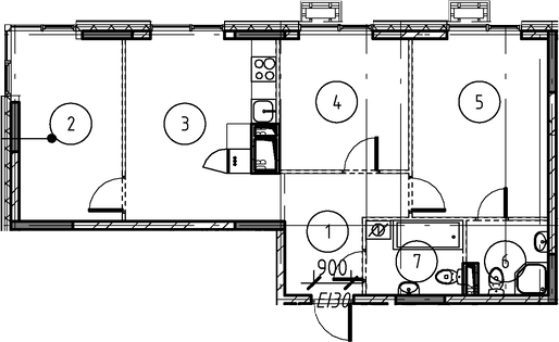 Планировка — Foreville, 3-комн., 67 м²