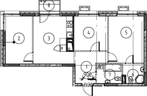 Планировка — Foreville, 3-комн., 66 м²