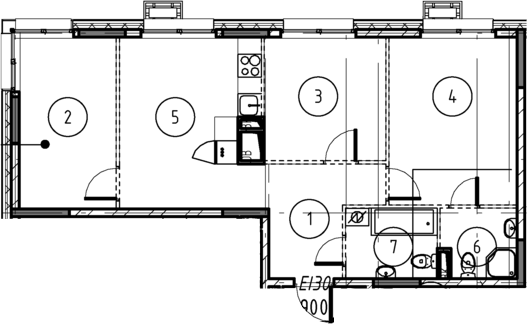 Планировка — Foreville, 3-комн., 66 м²