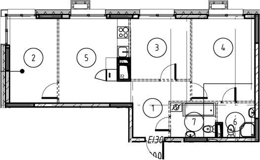 Планировка — Foreville, 3-комн., 66 м²