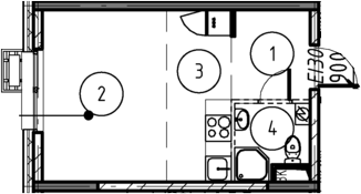 Планировка — Foreville, Студия, 24 м²