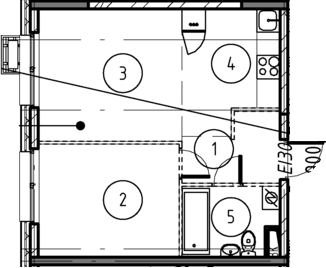 Планировка — Foreville, 1-комн., 39 м²