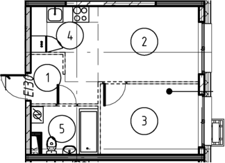 Планировка — Foreville, 1-комн., 33 м²