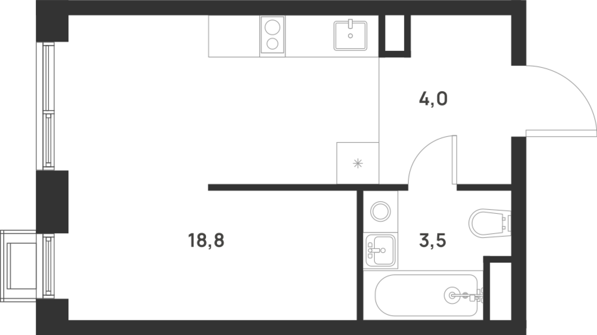 Планировка — Foreville, Студия, 26 м²