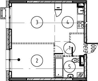 Планировка — Foreville, 1-комн., 39 м²