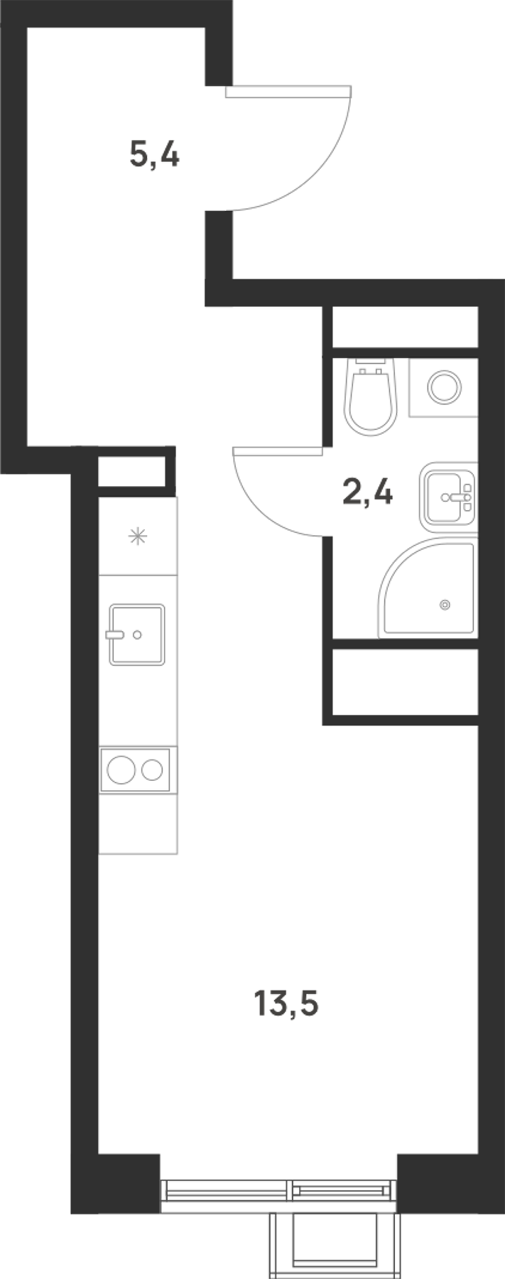 Планировка — Foreville, Студия, 21 м²