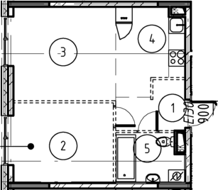Планировка — Foreville, 1-комн., 39 м²