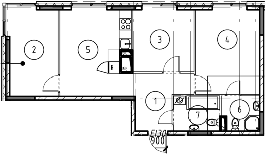 Планировка — Foreville, 3-комн., 67 м²