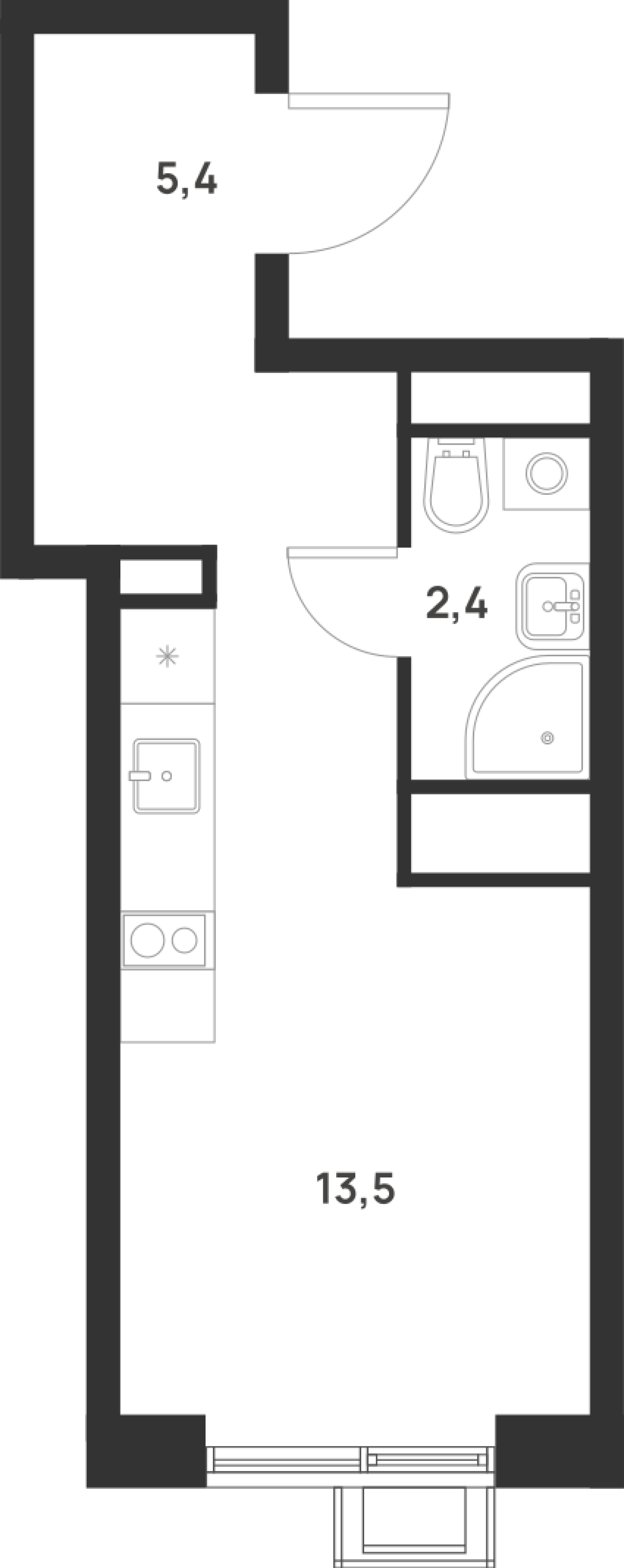 Планировка — Foreville, Студия, 21 м²