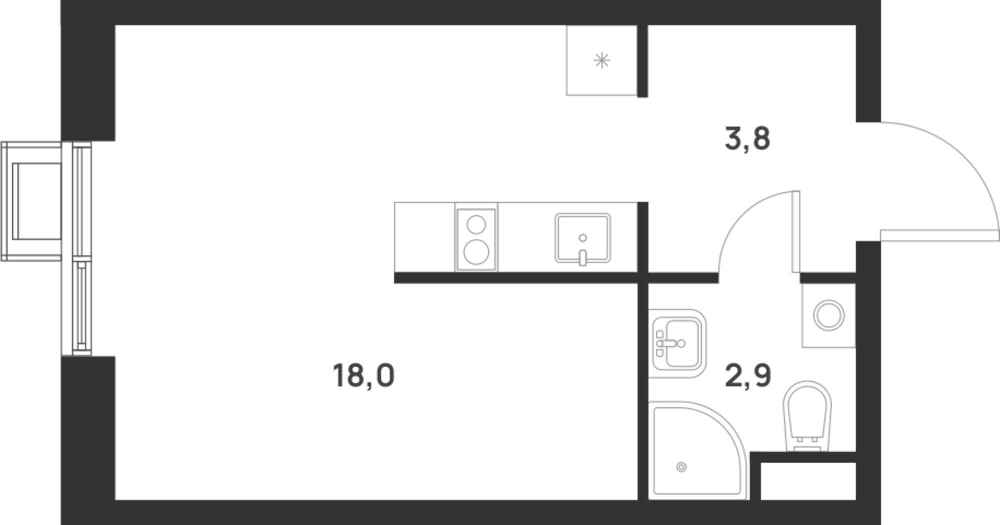 Планировка — Foreville, Студия, 25 м²