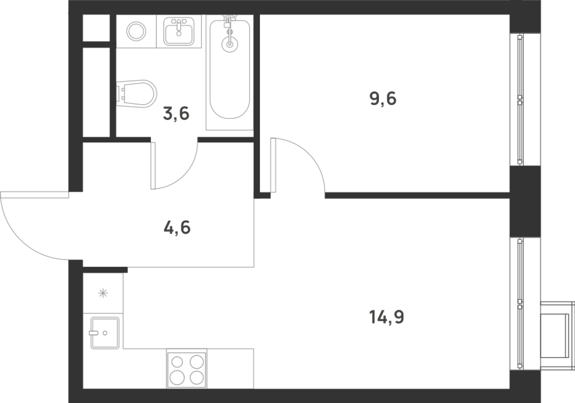 Планировка — Foreville, 1-комн., 33 м²